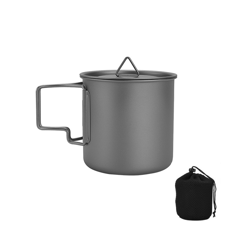 Camping Cooking Survival - Tytanowy kubek kempingowy ze składanym uchwytem,