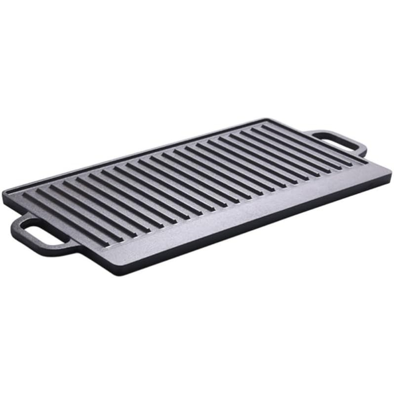 Camping Cooking Range - Niepowlekana żeliwna płyta grillowa z prążkowaną