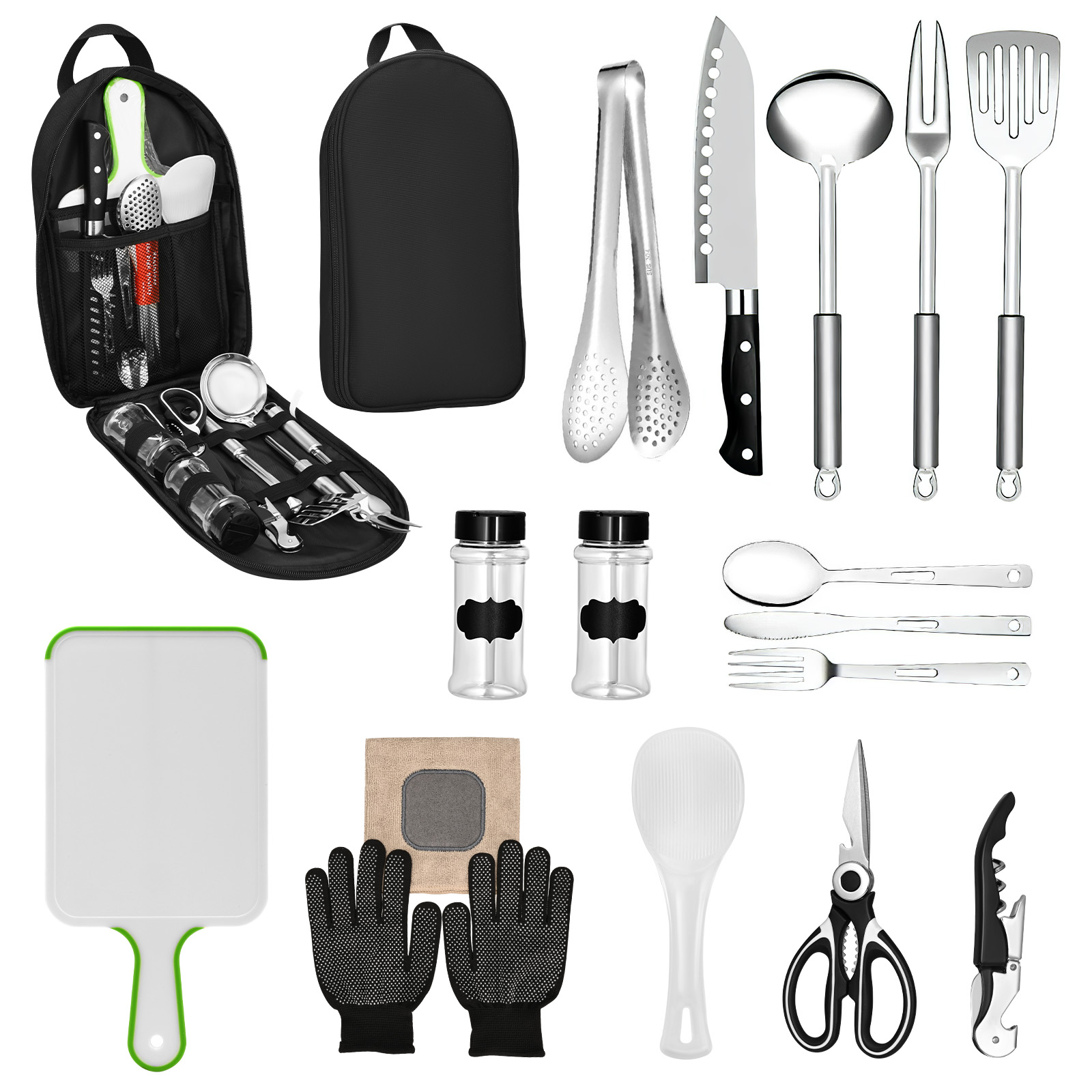 Camping Cooking Must Haves - 16-częściowy zestaw przyborów kempingowych do gotowania