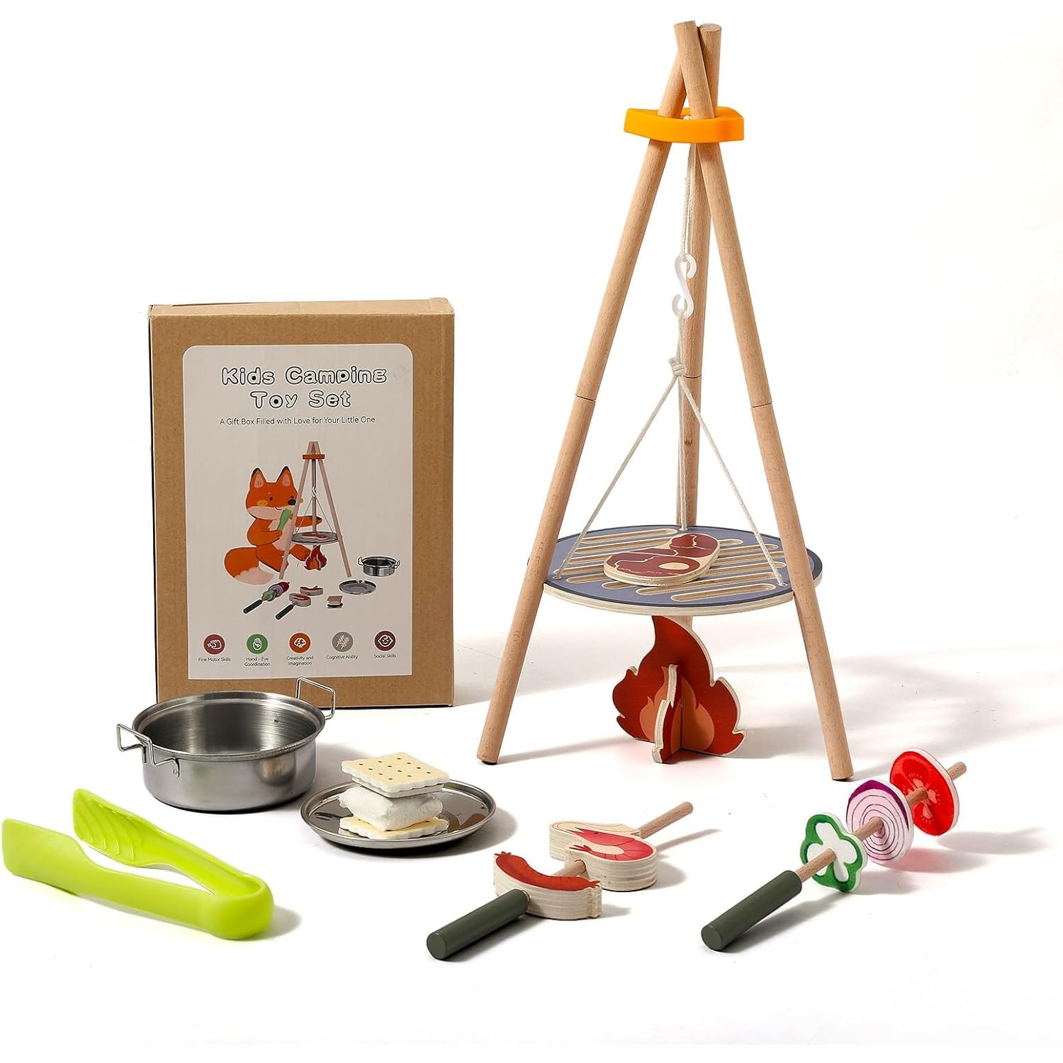 Camping Cooking With Kids - Drewniany Zestaw Kempingowy dla Dzieci, Zestaw