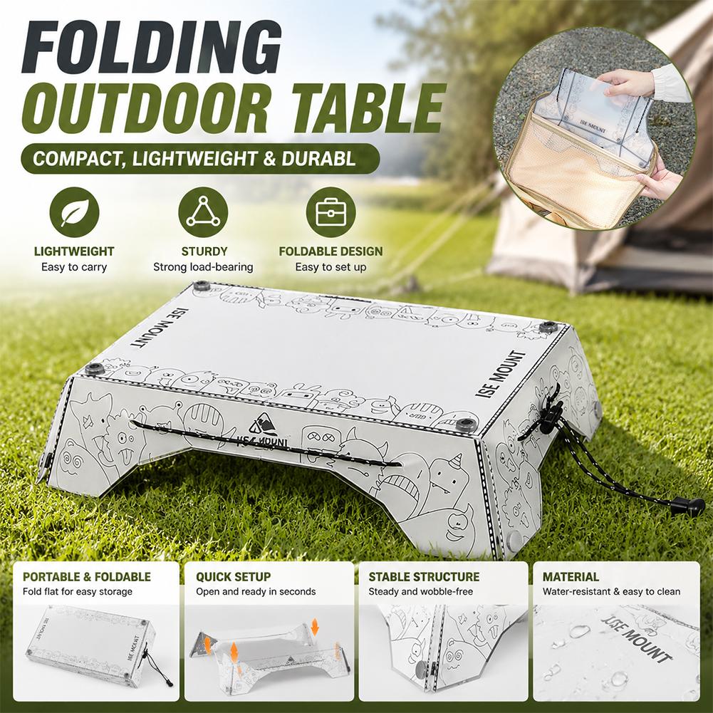 Camping Cooking Table With Storage - Przenośny, składany stolik kempingowy z PP,