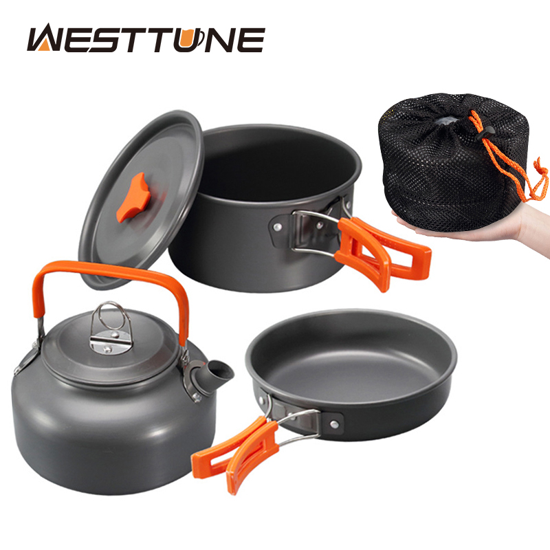 Camping Cooking Survival - WESTTUNE Zestaw naczyń kempingowych Aluminiowy przenośny