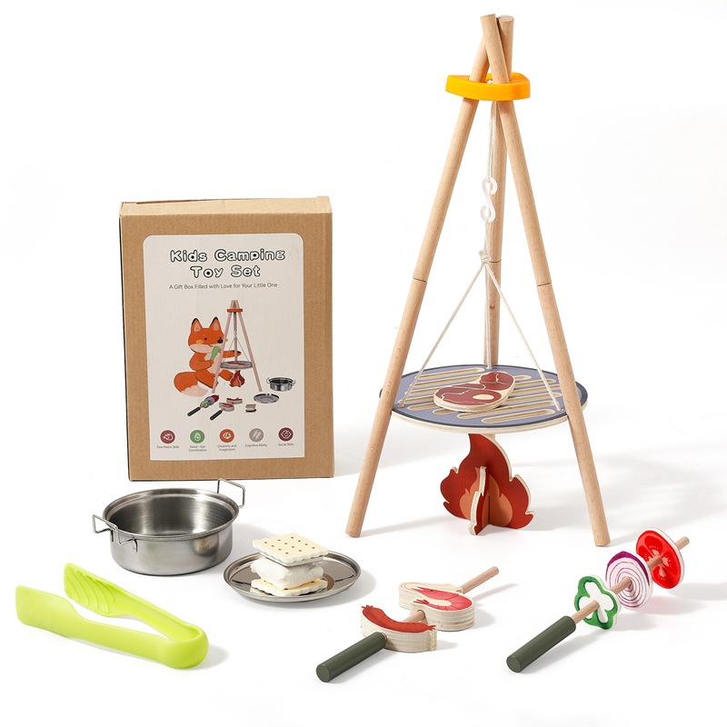 Camping Cooking With Kids - Drewniany zestaw zabawek do grillowania dla