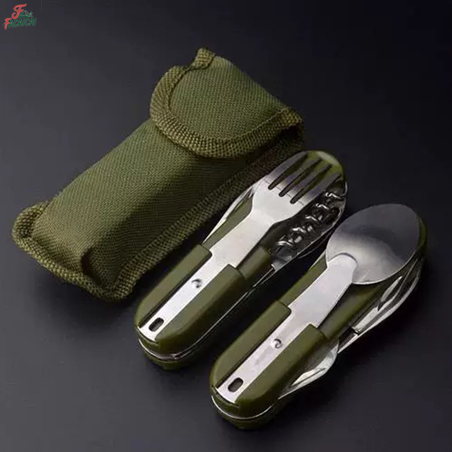Camping Cooking Survival - Zestaw Kempingowy 5-w-1 ze Stali Nierdzewnej,