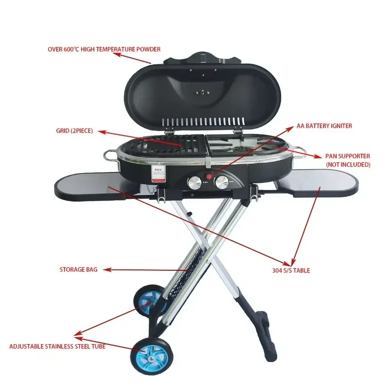 Camping Cooking Range - Kuchenka gazowa kempingowa grill 3.0KW składana