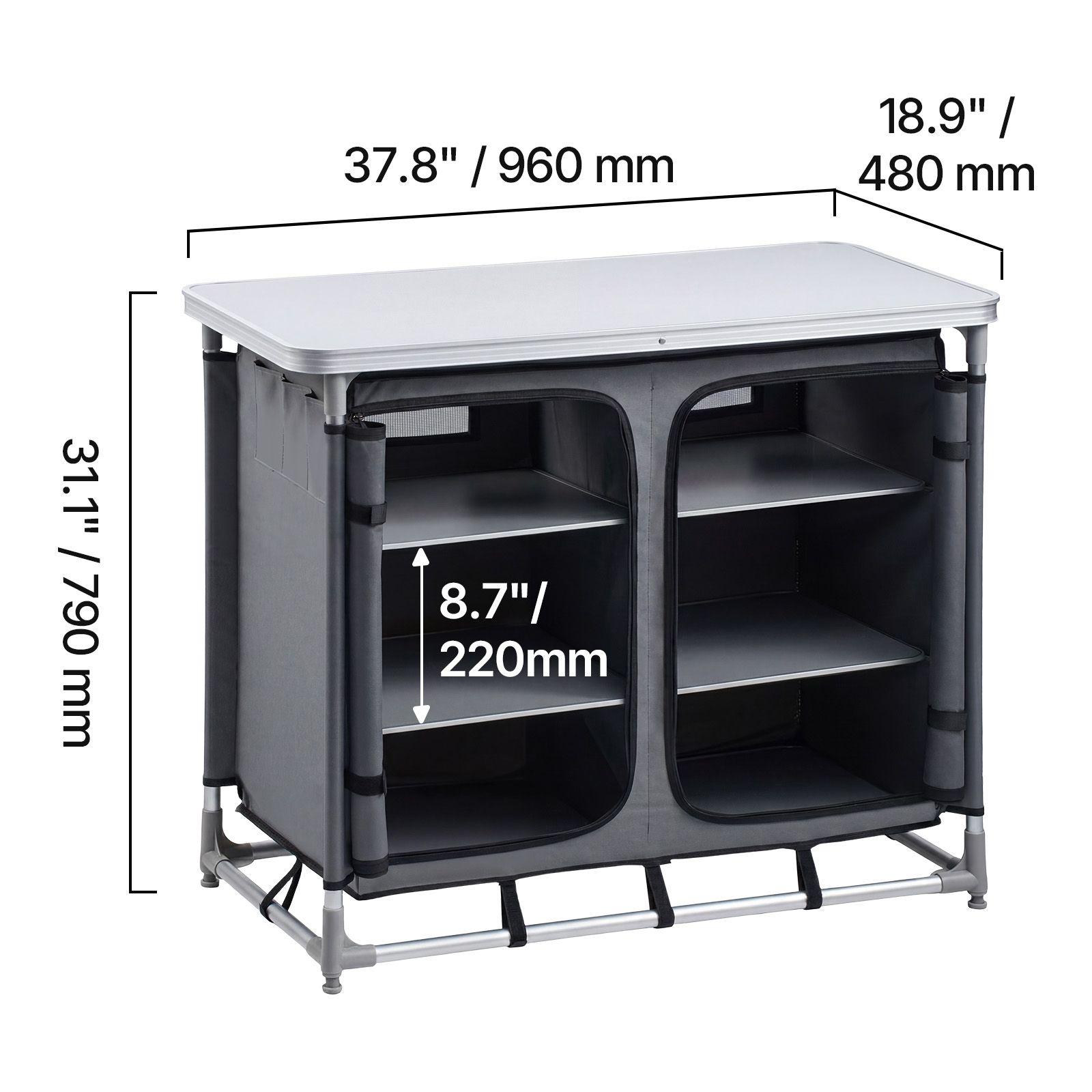 Camping Cooking Table With Storage - Szafka do przechowywania na kemping, przenośny