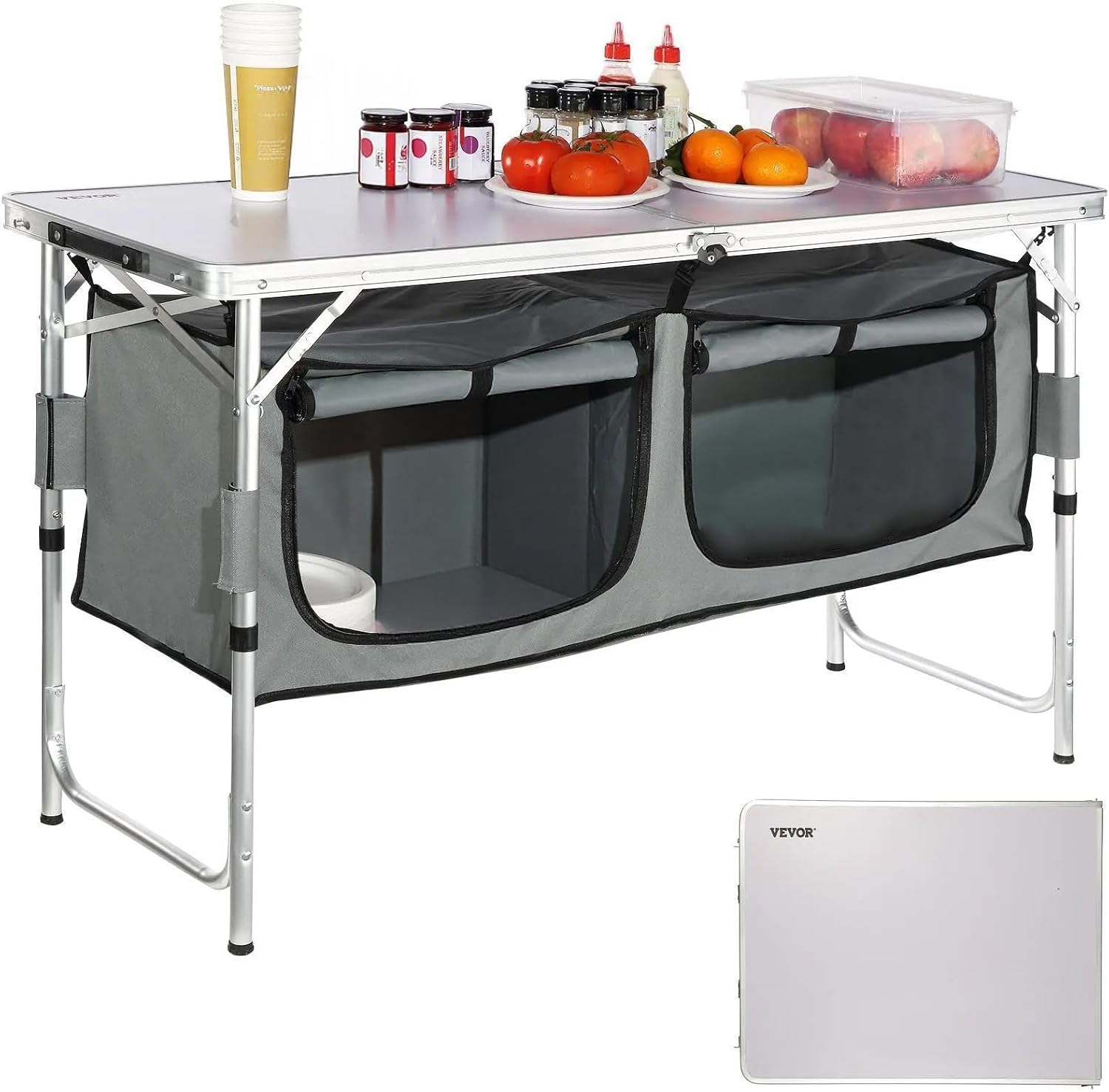Camping Cooking Table With Storage - Stacja kuchenna na kemping, składany stół