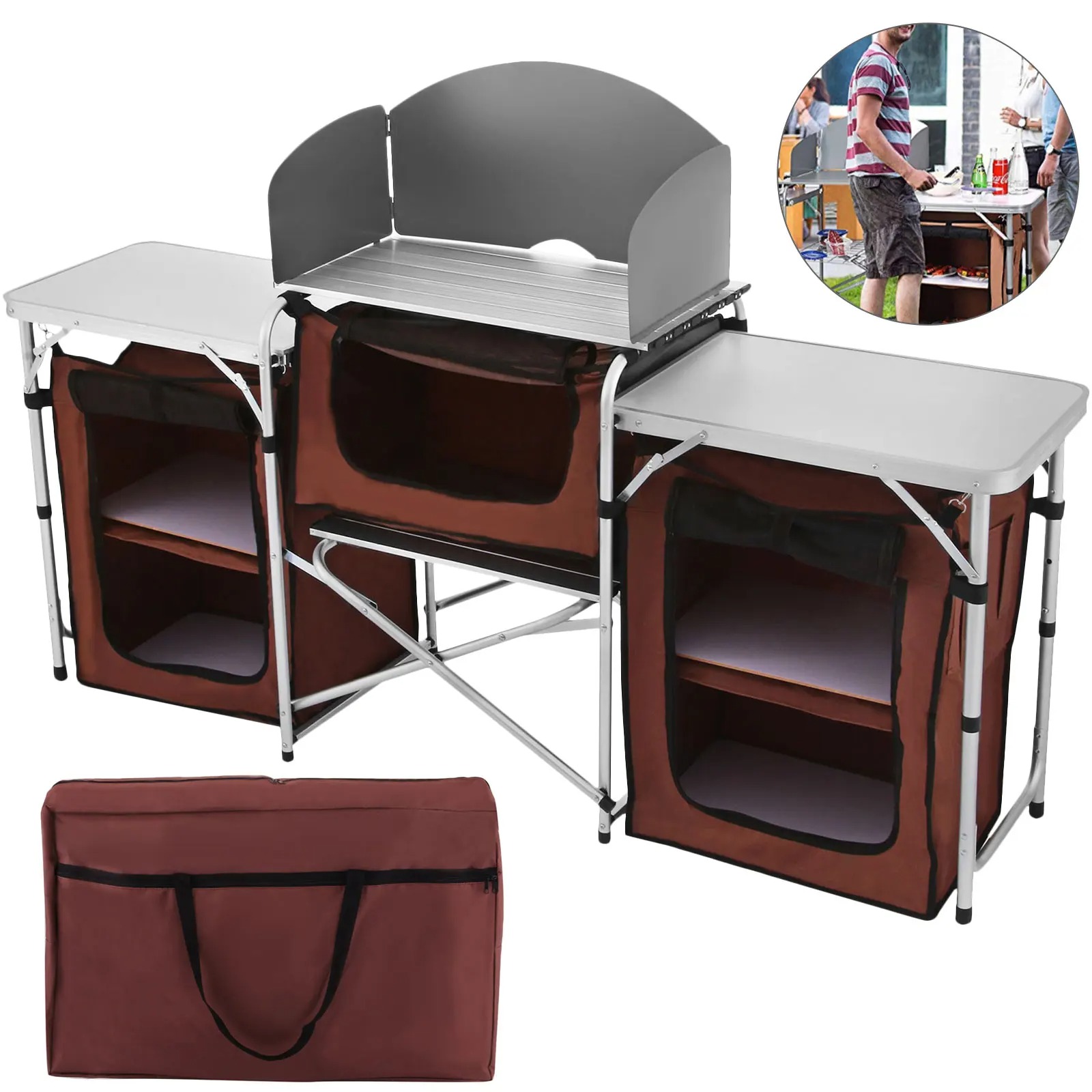 Camping Cooking Table With Storage - Singwinner Składany stół kuchenny kempingowy z
