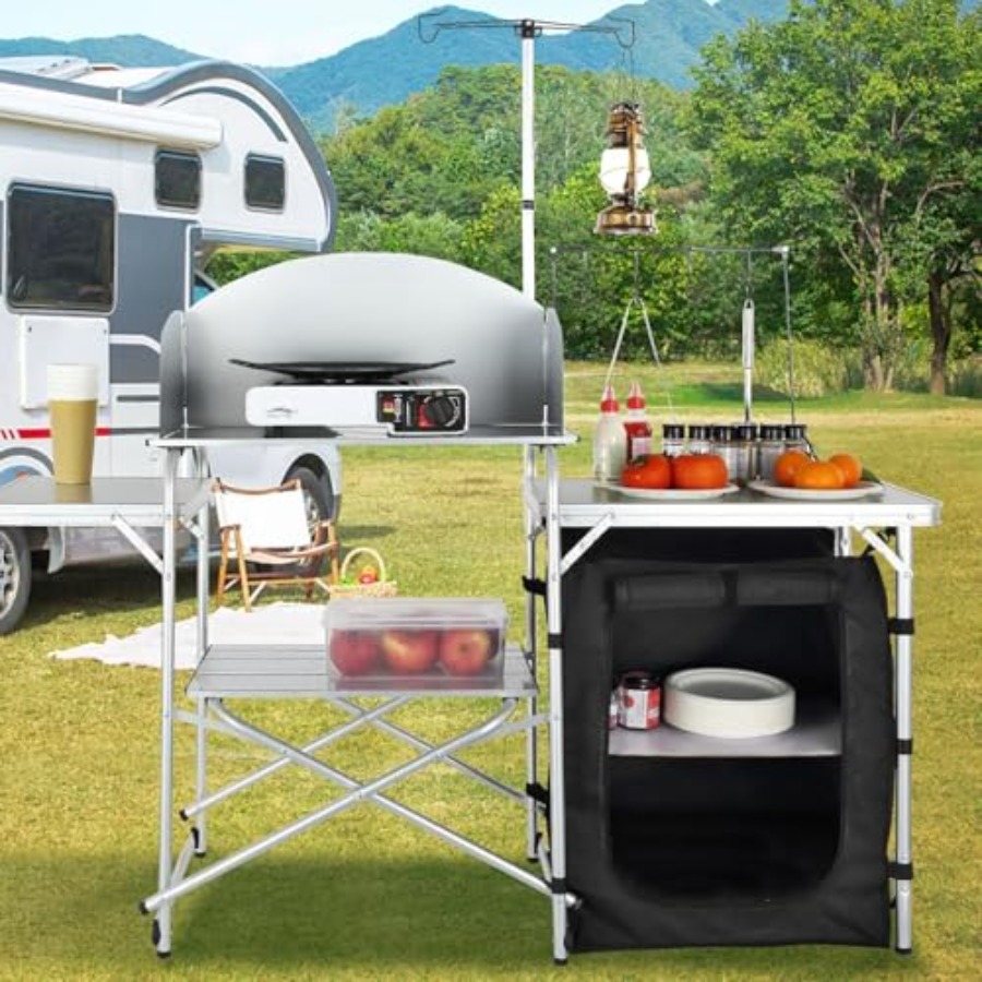 Stół kempingowy, składany stół – Camping Cooking Table With Storage recenzja i cena