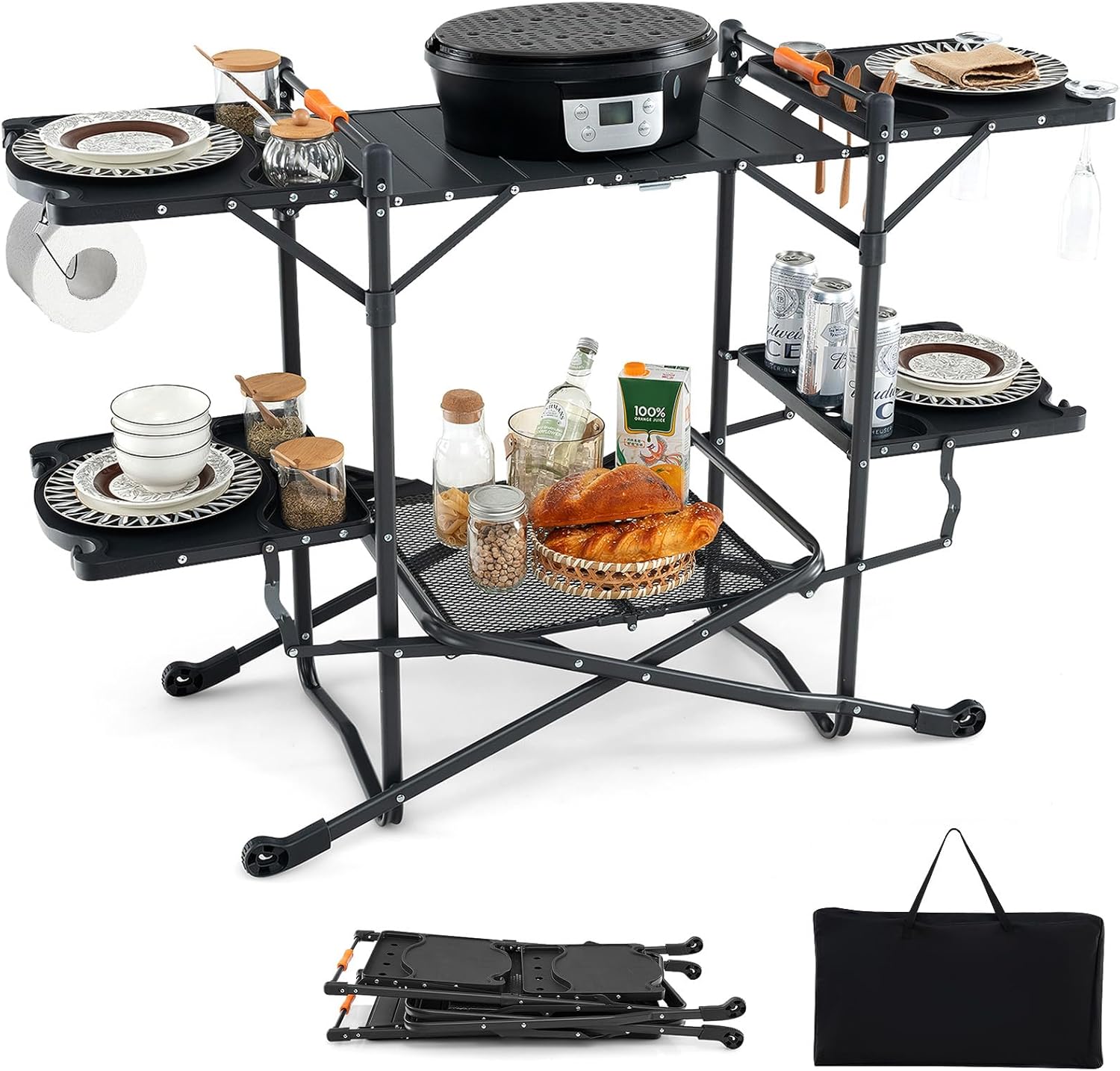 Przenośny stół kempingowy z al – Camping Cooking Table With Storage recenzja i cena