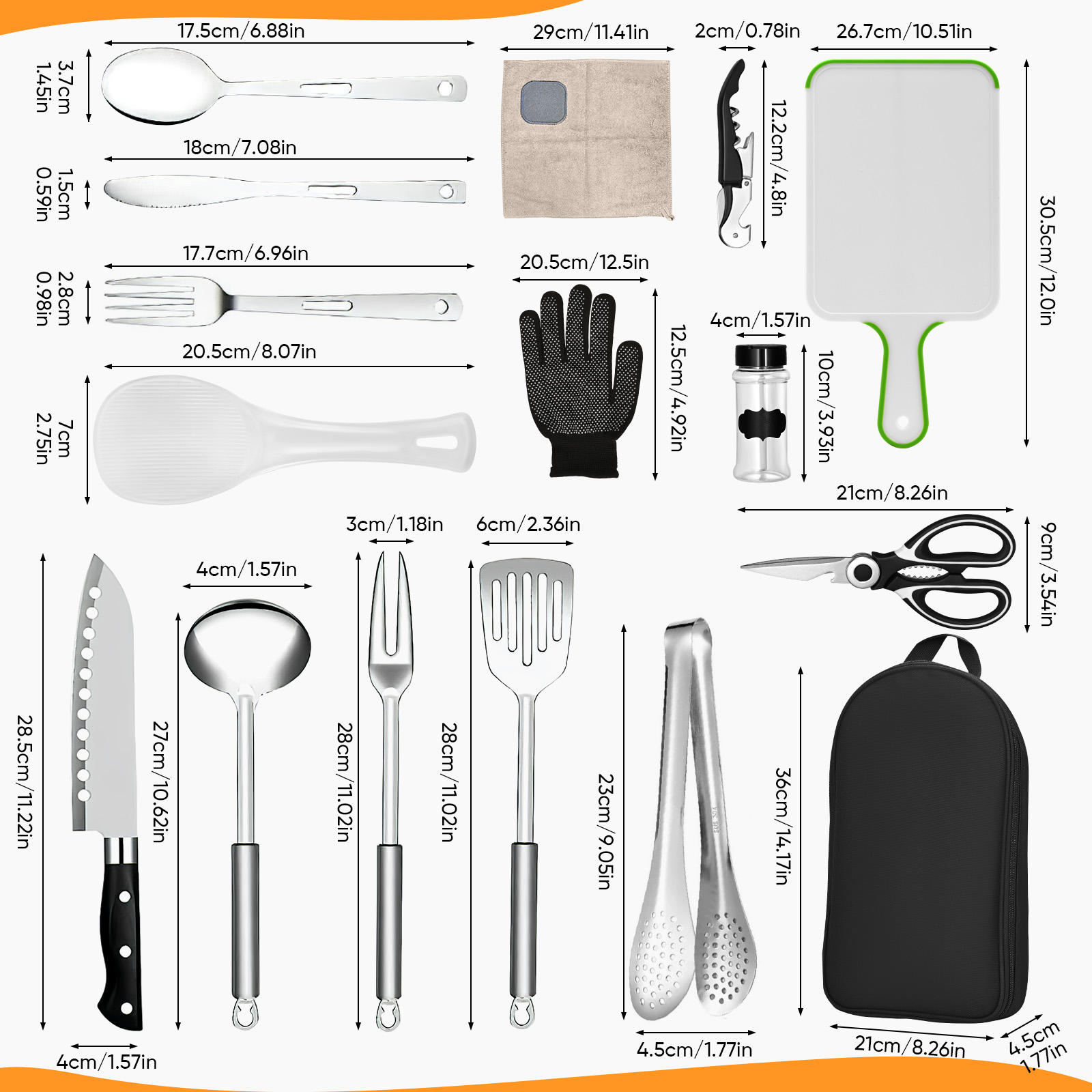 16-częściowy zestaw przyborów  – Camping Cooking Must Haves recenzja i cena