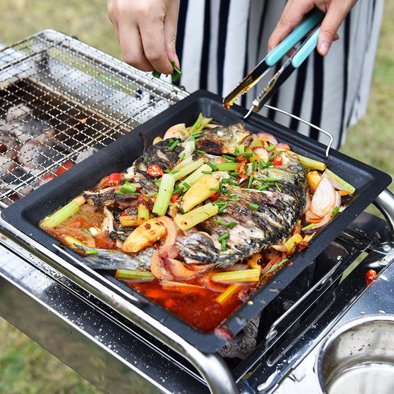 Gruba kwadratowa patelnia gril – Camping Cooking Survival recenzja i cena