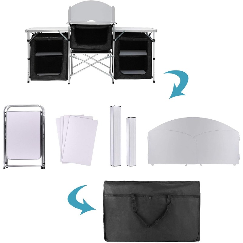 Popularna, przenośna kuchnia k – Camping Cooking Table With Storage recenzja i cena