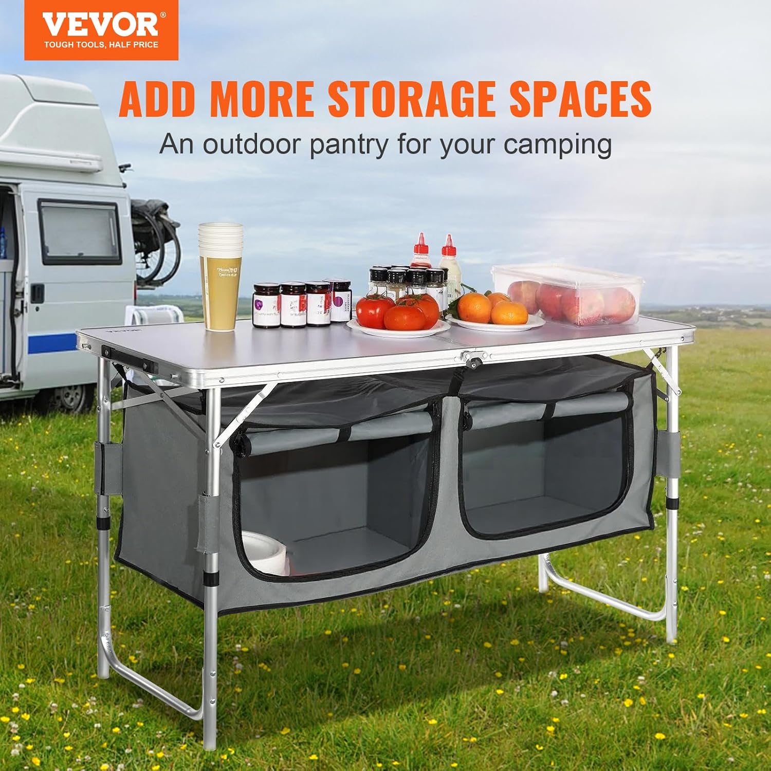 Stacja kuchenna na kemping, sk – Camping Cooking Table With Storage recenzja i cena